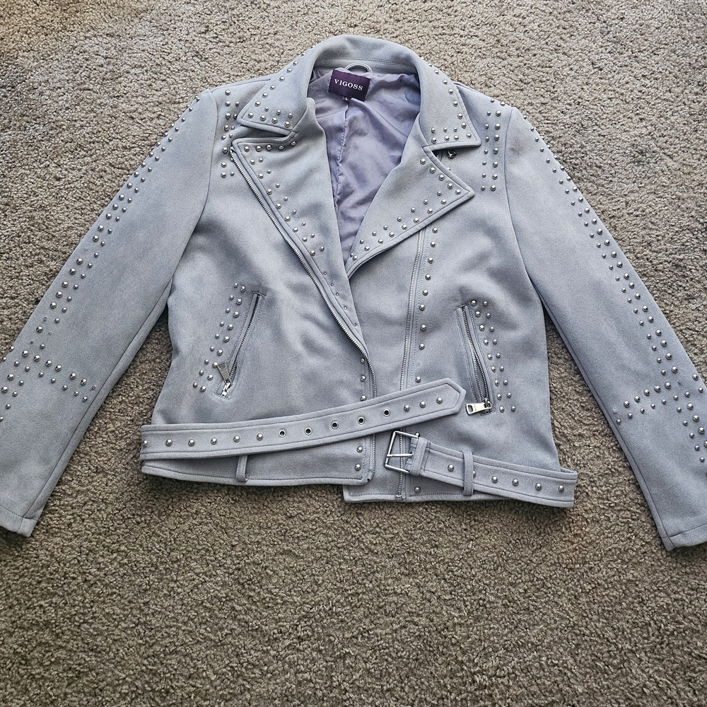 Vigoss Silver Studded Leather Jacket ( USED GREAT CONDITON MISSING SOME STUDS)